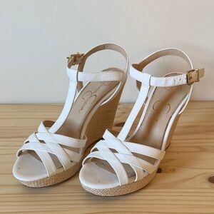Jessica Simpson White Wedge Sandals